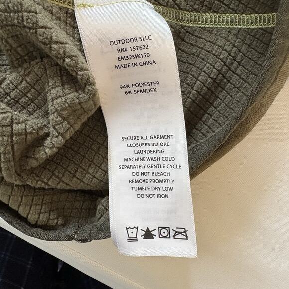 Eddie Bauer Men’s XL Fleece Lined Free Heat Green 1/4 Zip Shirt Thumb Holes - Picture 15 of 16